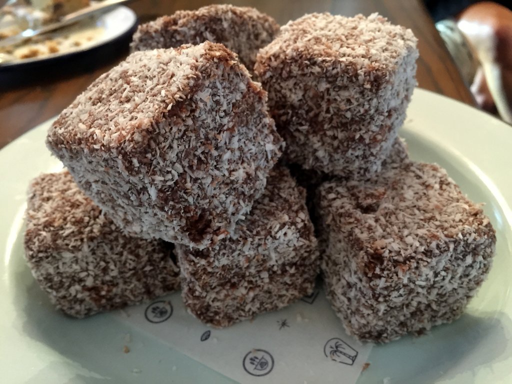 Peanut butter and jelly lamingtons -