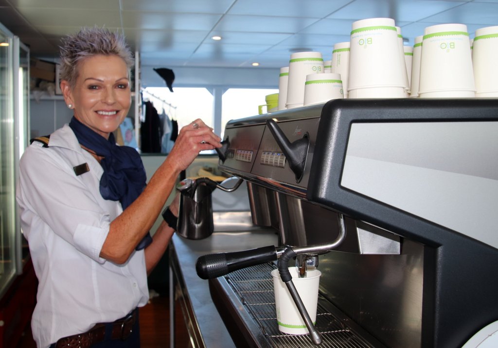 There's an onboard coffee machine!