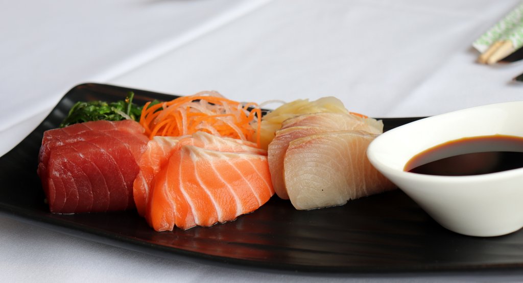 Daily sashimi with Yellowfin tuna, Mt Cook salmon, Hiramasa kingfish