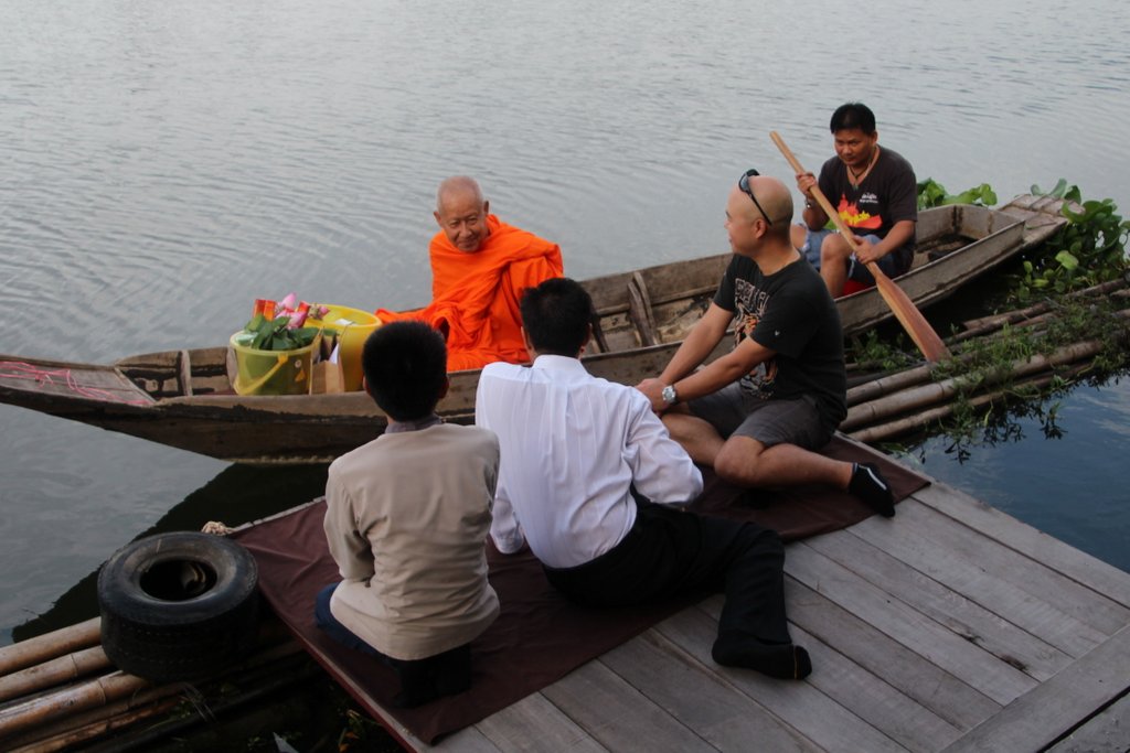 Some of the locals sat down for a brief chat with the monk.