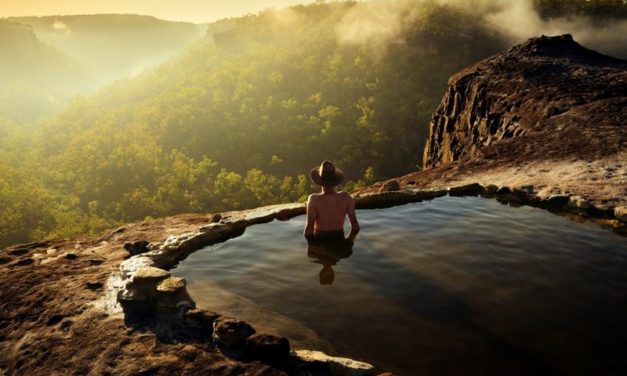 Best new natural hot springs in Queensland Jarramali Rock Art Tours Escarpment Spa.