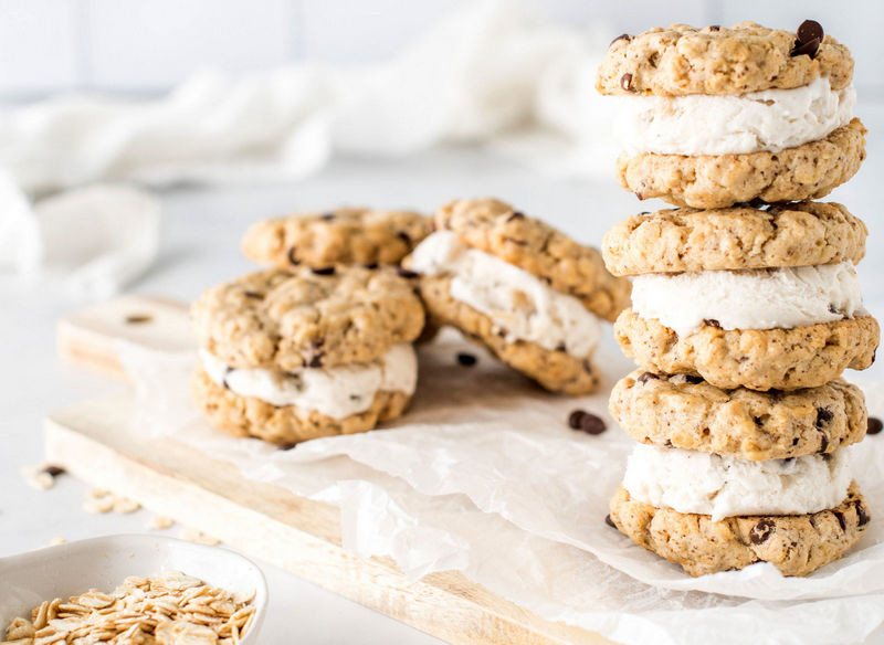 Choc Chip Oatmeal Cookie Ice Cream Sandwiches