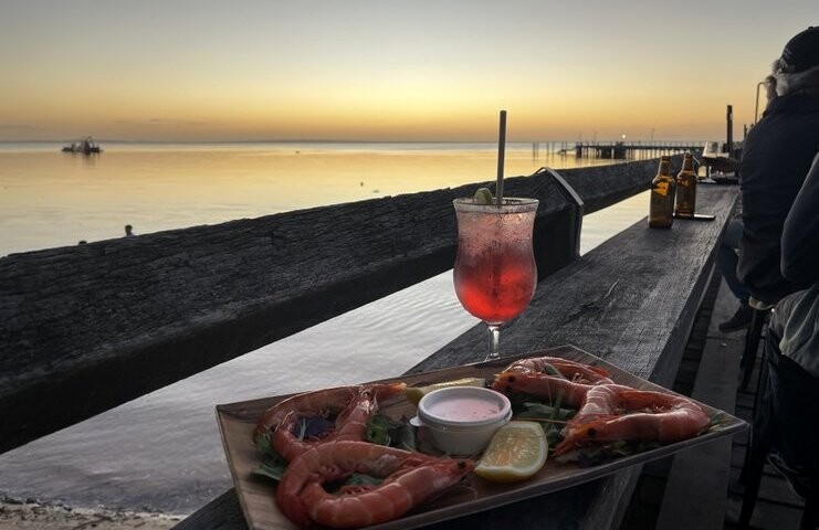Sunset and prawns at Kingfisher Bay Resort