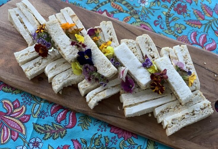Chicken and Almond Sandwiches on a platter