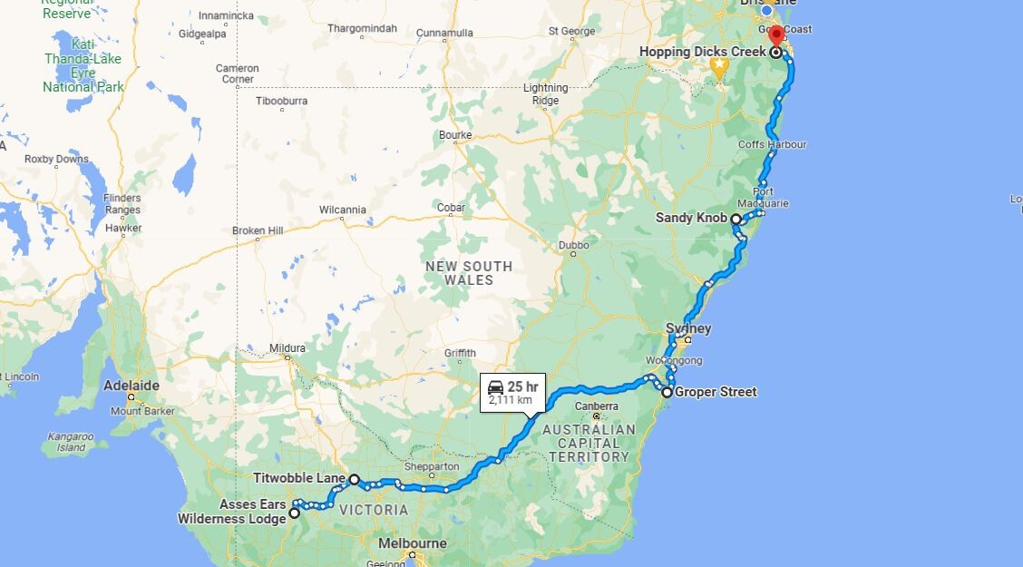 Australia's Rudest Road Trip route in VIC and NSW