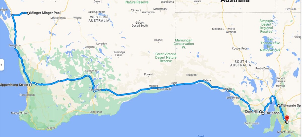 Australia's Rudest Road Trip route in WA and SA