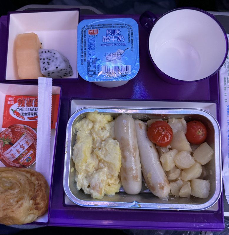Breakfast -Premium Economy China Southern Airlines Guangzhou to Brisbane